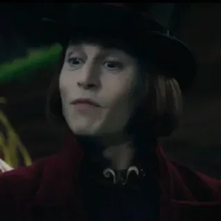 🎩 7051390a Willy Wonka Charlie and the Chocolate Factory 威利·旺卡, 查理和巧克力工厂, 约翰尼·德普, 糖果, 巧克力, 电影 whatsapp sticker