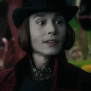 🎩 71f9b024 Willy Wonka Charlie and the Chocolate Factory 威利·旺卡, 约翰尼·德普, 查理和巧克力工厂, 电影, 巧克力 whatsapp sticker