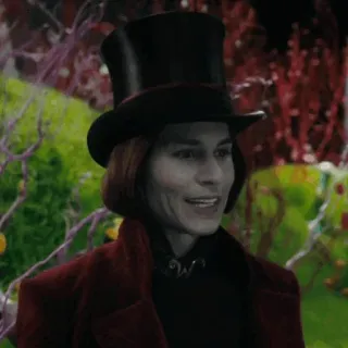 🎩 9aece131 Willy Wonka Charlie and the Chocolate Factory 威利·旺卡, 巧克力, 糖果, 工厂, 电影, 约翰尼·德普 whatsapp sticker