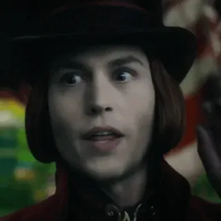 🎩 a5d0901c Willy Wonka Charlie and the Chocolate Factory 威利·旺卡, 查理和巧克力工厂, 约翰尼·德普, 巧克力, 电影, 奇幻 whatsapp sticker