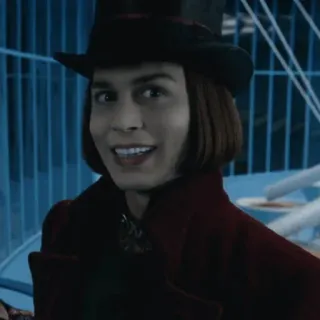 🎩 b20f3bc0 Willy Wonka Charlie and the Chocolate Factory 威利·旺卡, 约翰尼·德普, 查理和巧克力工厂, 电影, 巧克力, 角色 whatsapp sticker