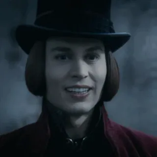 🎩 b78ce65b Willy Wonka Charlie and the Chocolate Factory 威利·旺卡, 巧克力, 工厂, 电影, 约翰尼·德普 whatsapp sticker