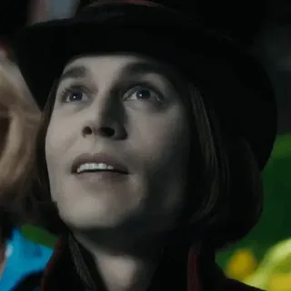 🎩 b92f8444 Willy Wonka Charlie and the Chocolate Factory 威利·旺卡, 约翰尼·德普, 巧克力工厂, 电影角色, 帽子 whatsapp sticker