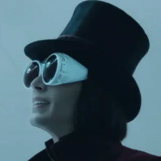 🎩 b94a5863 Willy Wonka Charlie and the Chocolate Factory 威利·旺卡, 巧克力工厂, 角色, 电影, 帽子, 眼镜 whatsapp sticker