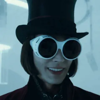 🎩 bf265f7d Willy Wonka Charlie and the Chocolate Factory 威利·旺卡, 巧克力, 电影, 角色, 眼镜, 高礼帽 whatsapp sticker