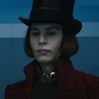 🎩 c56319c4 Willy Wonka Charlie and the Chocolate Factory 威利·旺卡, 巧克力工厂, 约翰尼·德普, 电影, 角色, 高顶礼帽 whatsapp sticker