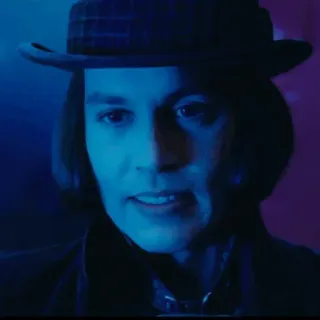 🎩 cf8519b9 Willy Wonka Charlie and the Chocolate Factory 威利·旺卡, 约翰尼·德普, 巧克力, 电影人物, 奇幻 whatsapp sticker