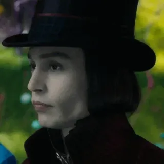 🎩 d3afbda3 Willy Wonka Charlie and the Chocolate Factory 威利·旺卡, 查理和巧克力工厂, 约翰尼·德普, 巧克力, 工厂, 帽子, 糖果 whatsapp sticker