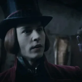 🎩 db413400 Willy Wonka Charlie and the Chocolate Factory 威利·旺卡, 约翰尼·德普, 巧克力, 工厂, 电影, 角色 whatsapp sticker