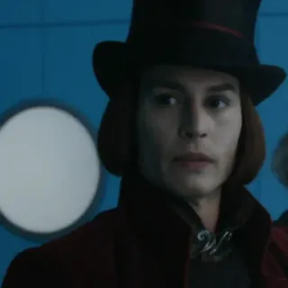 🎩 ecfb73a2 Willy Wonka Charlie and the Chocolate Factory 威利·旺卡, 约翰尼·德普, 查理和巧克力工厂, 巧克力, 电影, 糖果 whatsapp sticker