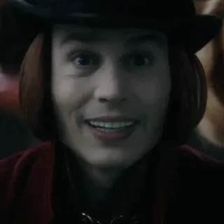 🎩 f1f4d448 Willy Wonka Charlie and the Chocolate Factory 威利·旺卡, 巧克力工厂, 约翰尼·德普, 电影, 角色 whatsapp sticker