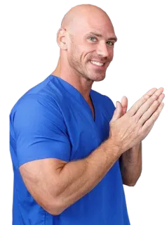 🙏 1736de6c Johnny Sins pria, bintang porno, aktor, botak, seragam dokter, bahagia telegram sticker