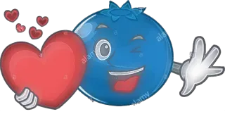 👨‍❤️‍💋‍👨 297965e9 블루베리, 하트, 사랑, 만화, 귀여운, 과일, 발렌타인데이 whatsapp sticker