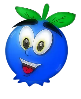 🥝 75e0133e 블루베리, 만화, 과일, 귀여운, 캐릭터, 음식 whatsapp sticker