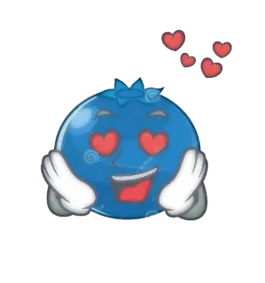 🥰 d0f65e0b 블루베리, 만화, 사랑, 하트눈, 음식 whatsapp sticker