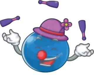 🤡 d55d9bad 광대, 저글링, 캐릭터, 만화, 공, 모자, 웃긴 whatsapp sticker