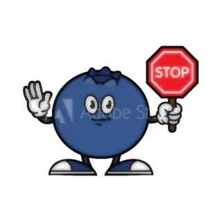 🤬 f5b87790 STOP 정지 표지판, 블루베리, 만화, 과일, 경고, 위험 whatsapp sticker
