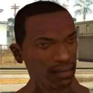 🤨 46ec865d CJ Grand Theft Auto: San Andreas cj, grand theft auto, san andreas, персонаж, игра, мем telegram sticker