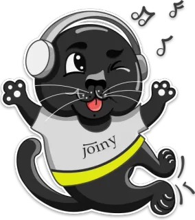 🎶 61252e7f joiny kat, muziek, koptelefoon, cartoon, dier, schattig telegram sticker