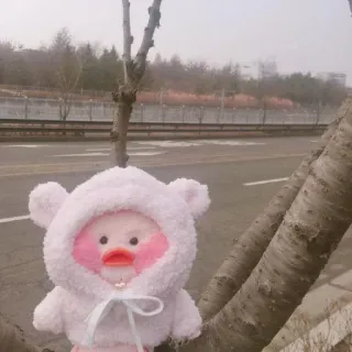 😐 6799e23c búp bê, dễ thương, đồ chơi, thú nhồi bông, động vật, vịt, hồng telegram sticker