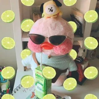 😐 d4c61a2c Melon thú bông, vịt, chanh xanh, dưa gang, dễ thương, đồ chơi, kính telegram sticker
