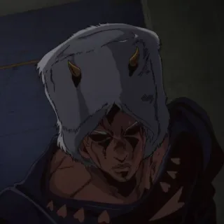 🌊 c9a8068f Weather Report JoJo's Bizarre Adventure 애니메이션, 죠죠, 웨더 리포트, 캐릭터, 뿔, 후드 telegram sticker