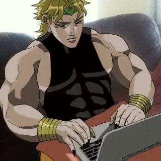 👨💻 868ceab1 Dio Brando JoJo's Bizarre Adventure anime, villain, laptop, jojo, dio telegram sticker