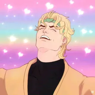 💖 98d927b8 Dio Brando JoJo's Bizarre Adventure anime, character, funny, hearts telegram sticker