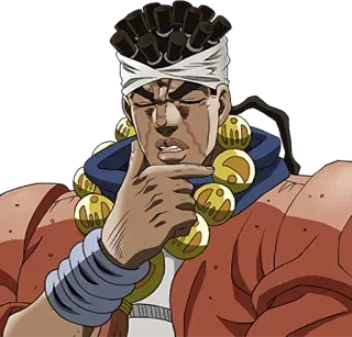 🤔 a3b4f479 Avdol Jojo's Bizarre Adventure anime, jojo, avdol, thinking telegram sticker