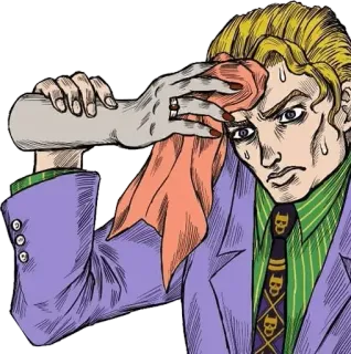 😳 e9e352c8 Yoshikage Kira JoJo's Bizarre Adventure anime, sweat, stressed, manga telegram sticker