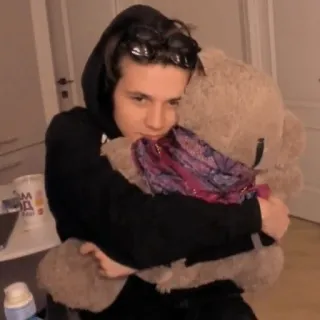 🥰 71c65ae2 personne, sweat à capuche, ours en peluche, câlin, intérieur whatsapp sticker