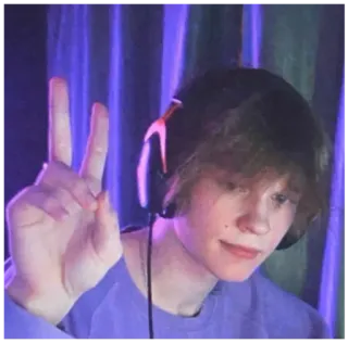 ✌️ 1d093951 thanh thiếu niên, tai nghe, dấu hòa bình, trong nhà telegram sticker