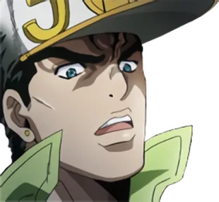 😨 f766acc1 Jotaro Kujo JoJo's Bizarre Adventure anime, jojo, jotaro, cappello, bizzarro telegram sticker