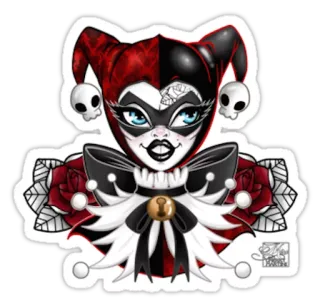 👒 43361138 Harley Quinn harley quinn, schurk, dc comics, joker, stripboek, nar, clown telegram sticker