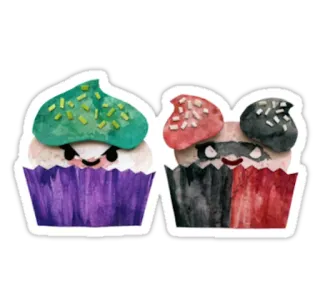 👫 646eedc6 Cupcake, Dessert, Eten, Zoet, Gebak, Schattig, Kawaii telegram sticker