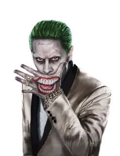 😠 6273ce32 Joker Suicide Squad Damaged 小丑, 自杀小队, DC漫画, 反派, 漫画人物, 纹身, 损坏的 telegram sticker