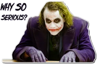 😕 e9bf994f Joker The Dark Knight WHY SO SERIOUS? 小丑, 黑暗骑士, 蝙蝠侠, 反派, DC漫画, 希斯·莱杰 telegram sticker