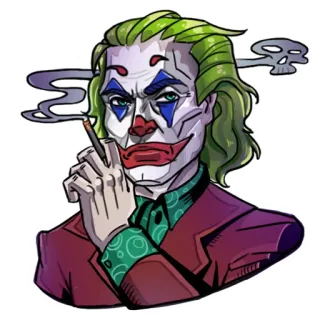 😒 4518be62 Joker Joker, clown, villain, DC Comics, cigarette, smoking telegram sticker