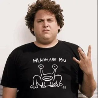 💡 b3502df1 HI, HOW ARE YOU Jonah Hill, actor, hola cómo estás, rana, camiseta telegram sticker