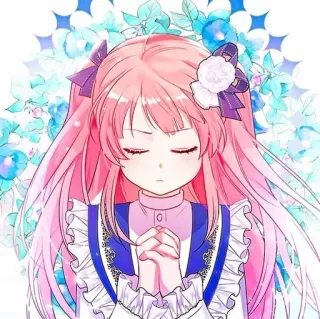 🍉 1effed6b anime, cô gái, tóc hồng, hình minh họa, dễ thương, hoạt hình telegram sticker