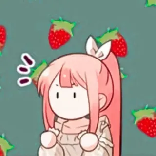 🍉 2b7de596 Anime, Cô gái, Dâu tây, Dễ thương, Tóc hồng, Kawaii telegram sticker