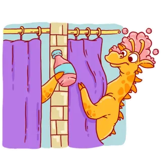 🛁 2e42c370 기린, 샤워, 욕실, 만화, 동물, 비누, 위생 telegram sticker