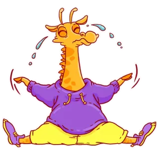 😭 87c57e2b 기린, 운동, 만화, 땀, 피곤한, 동물, 지친, 앉아있는 telegram sticker