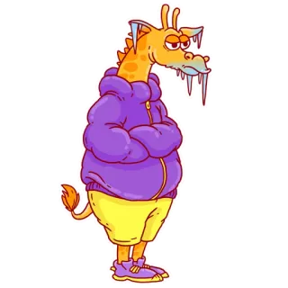 🥶 ccc9af78 기린, 만화, 동물, 캐릭터, 일러스트, 웃긴, 재킷, 노란색 telegram sticker