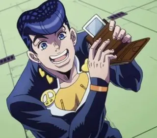💎 371a35d5 Josuke Higashikata JoJo's Bizarre Adventure anime, manga, mỉm cười, ví, nhân vật telegram sticker