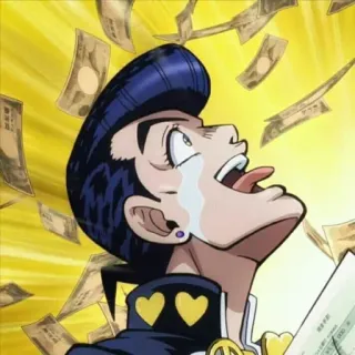 💎 ac33f2a4 Josuke Higashikata JoJo's Bizarre Adventure Anime, Tiền, Khóc, Lưỡi, Háo hức telegram sticker