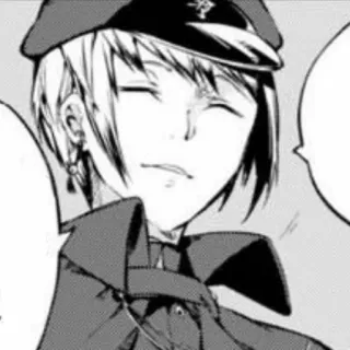 🗡 6c6320ba 动漫, 军装, 角色, 漫画, 黑白 telegram sticker