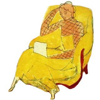 📒 f308da2c 女人, 椅子, 阅读, 书, 休闲, 艺术, 复古, 插画 telegram sticker