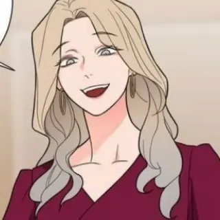 🥢 850f5edc wanita, kartun, tersenyum, rambut pirang whatsapp sticker