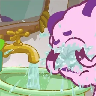 🛁 029cfa05 Lavage, Salle de bain, Évier, Eau, Dessin animé, Personnage rose whatsapp sticker